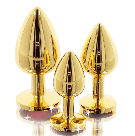 TABOOM - BONDAGE IN LUXURY - MEDIUM RØD/GULD DIAMANT BUTT PLUG