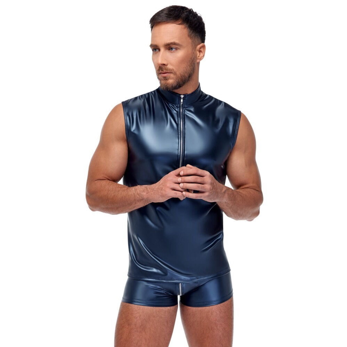 NEK - METALLIC BLÅ TOP