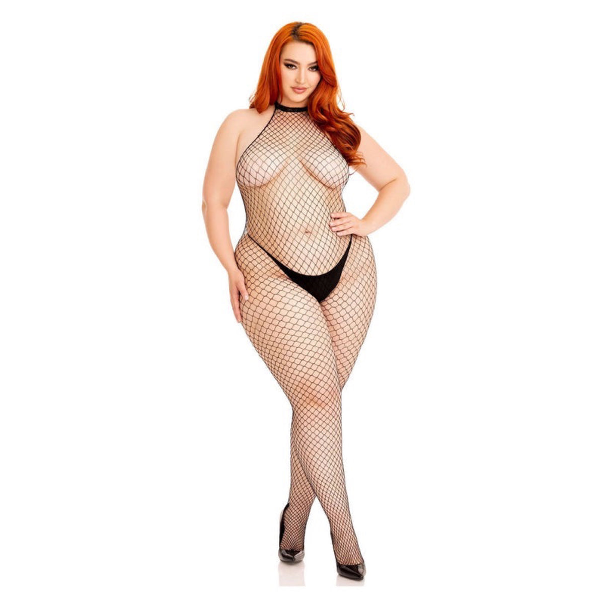LEG AVENUE - FISHNET CATSUIT MED ÅBEN RYG