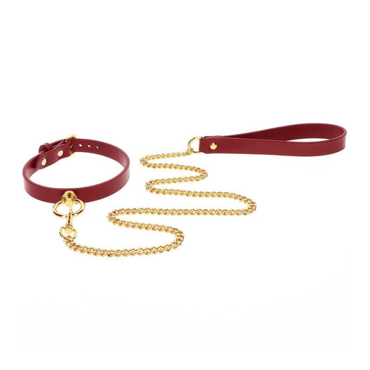 TABOOM -  BONDAGE IN LUXURY - RØD O-RING COLLAR & LEASH